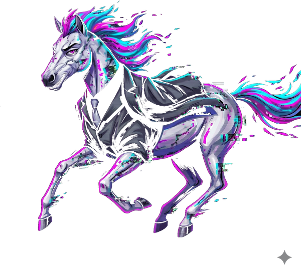 Glitch silhouette at full gallop